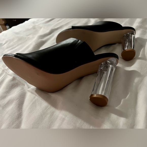 Faux Leather Black Open Toe Booties - Picture 4 of 5